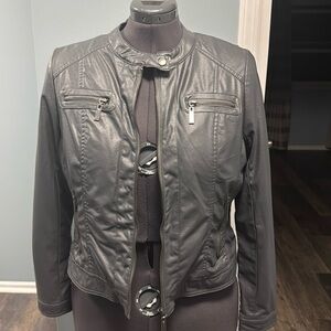 100% vegan leather women coat